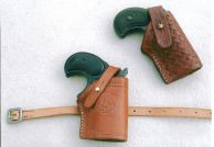 Holster western - 15. Slin Jim pour pistolet Derringer à 2 canons. Décoration Border et Basket