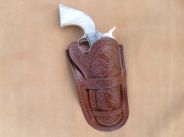 Holster western - 19. Mexican Loop double bande cuir repoussé floral tournant du siècle