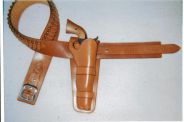 Holster western - 20. Holster double bande riveté cuir lisse