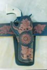 Holster western - 21. Holster Mexican Loop, travail de repoussage bicolore.
